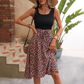 European and american cross-border factory direct sales, new summer european and american retro women's v-neck sleeveless black and floral print maxi dress