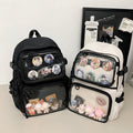 Painful bag two-dimensional two-piece set can be double-backed or single-backed detachable multi-functional pvcflap pocket pantsdiy large-capacity school bag