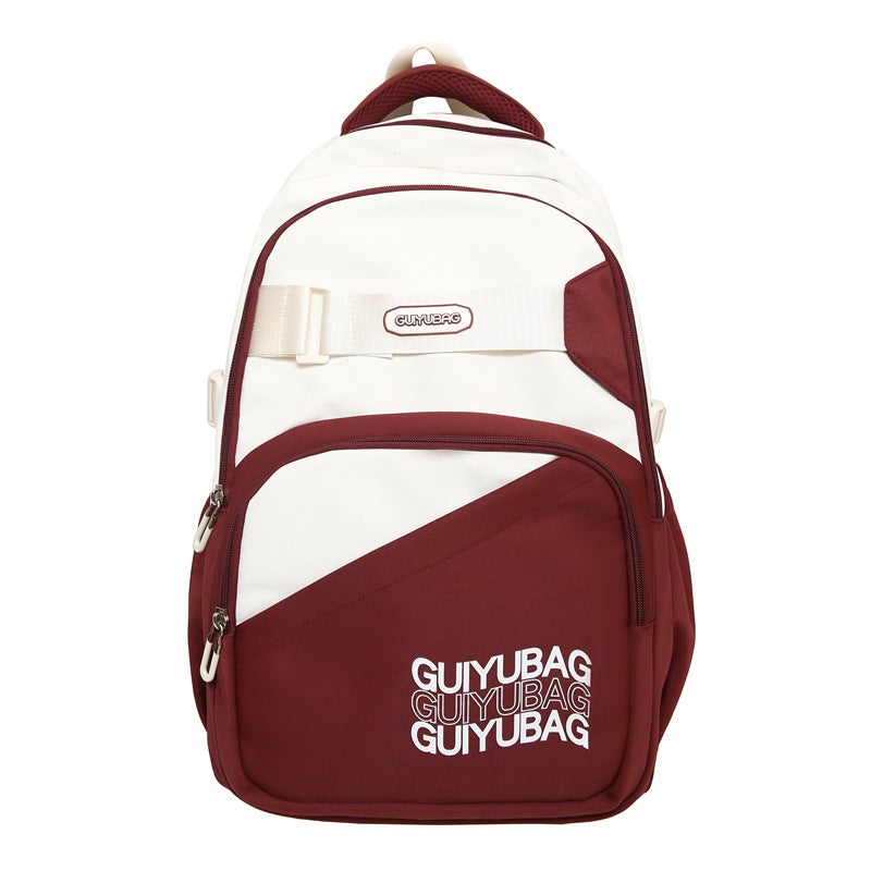 School bag male junior high school student high school student large capacity lightweight backpack simple texture backpack student school bag nylon