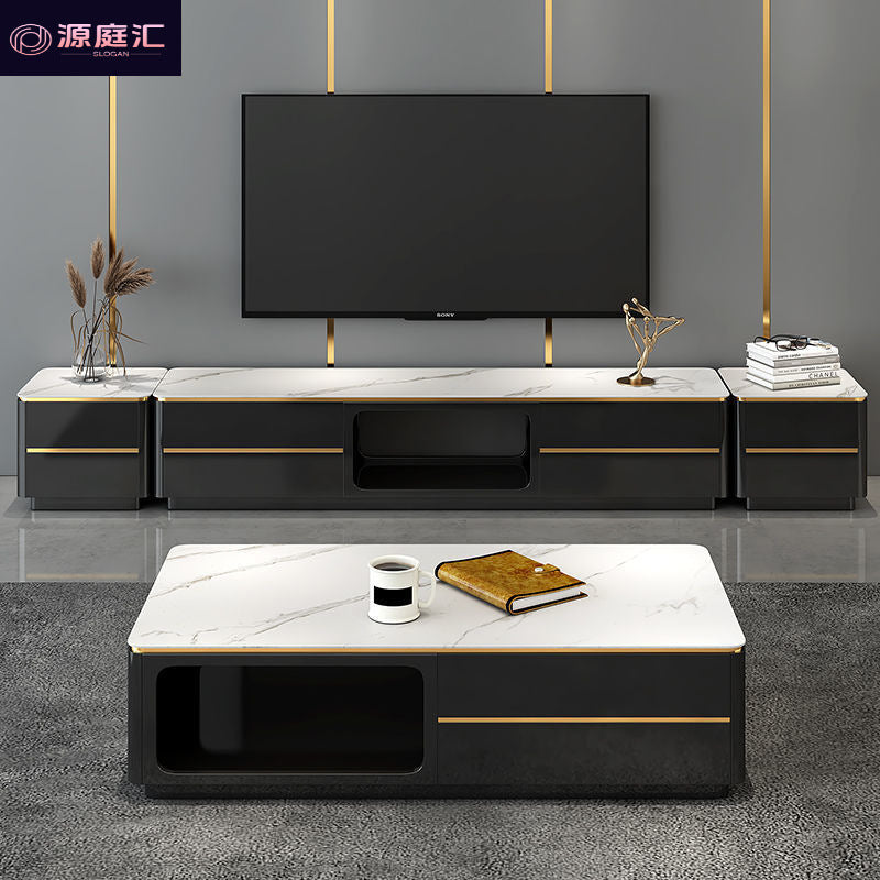 Accessible luxury slate tv cabinet coffee table combination classy luxury small apartment tempered glass new arrival tv cabinet floor cabinet