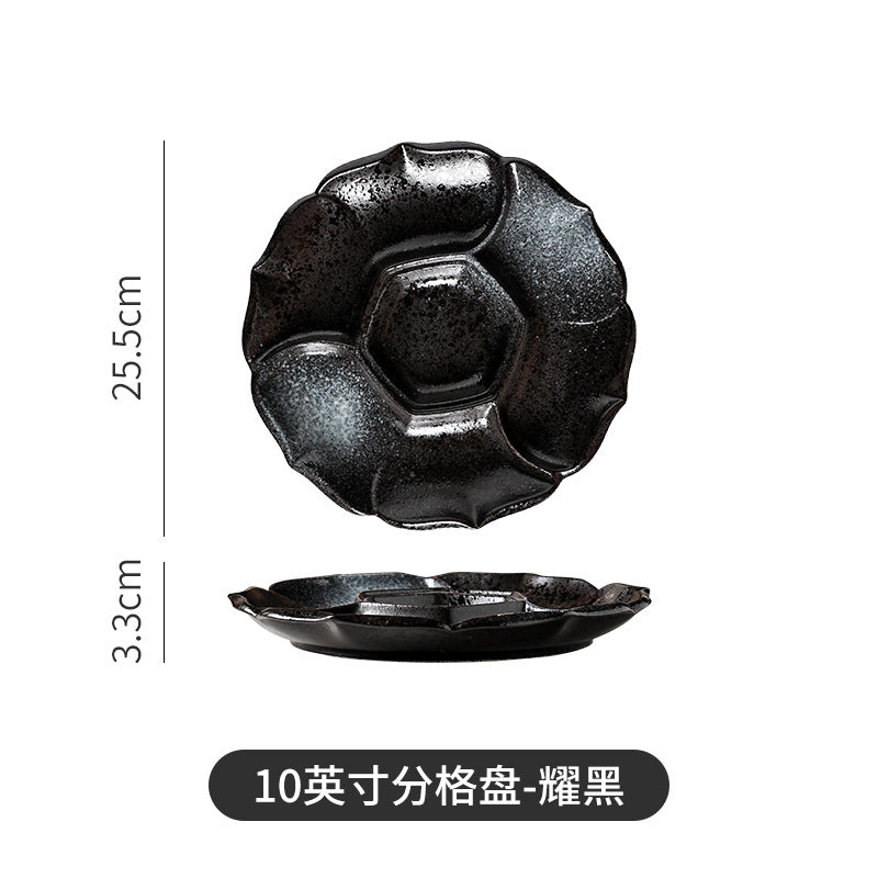 Japanese tableware sushi marinade platter plate four grids plate ceramic divided vegetable plate fruit plate dried fruit snack plate