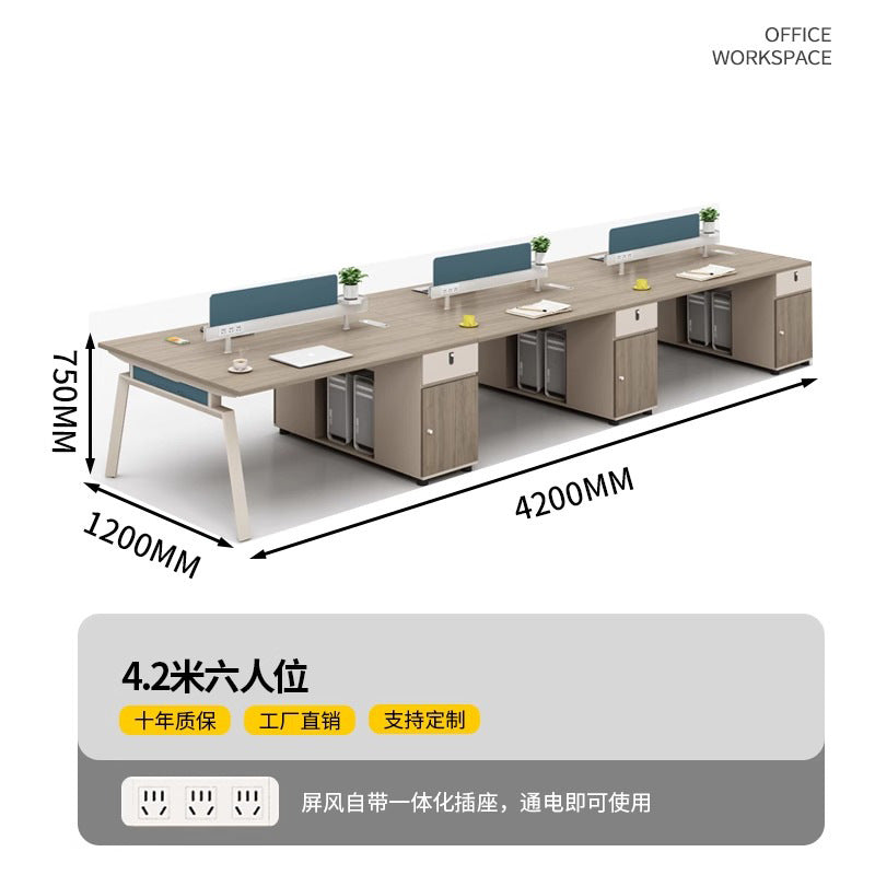 Executive office desk and chair set - modern minimalist furniture - four-seat workstation - office desk