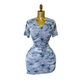 Summernew arrival pure desire sexy tie-dye printing silmv neck elastic mesh dress pleated hip skirt for women
