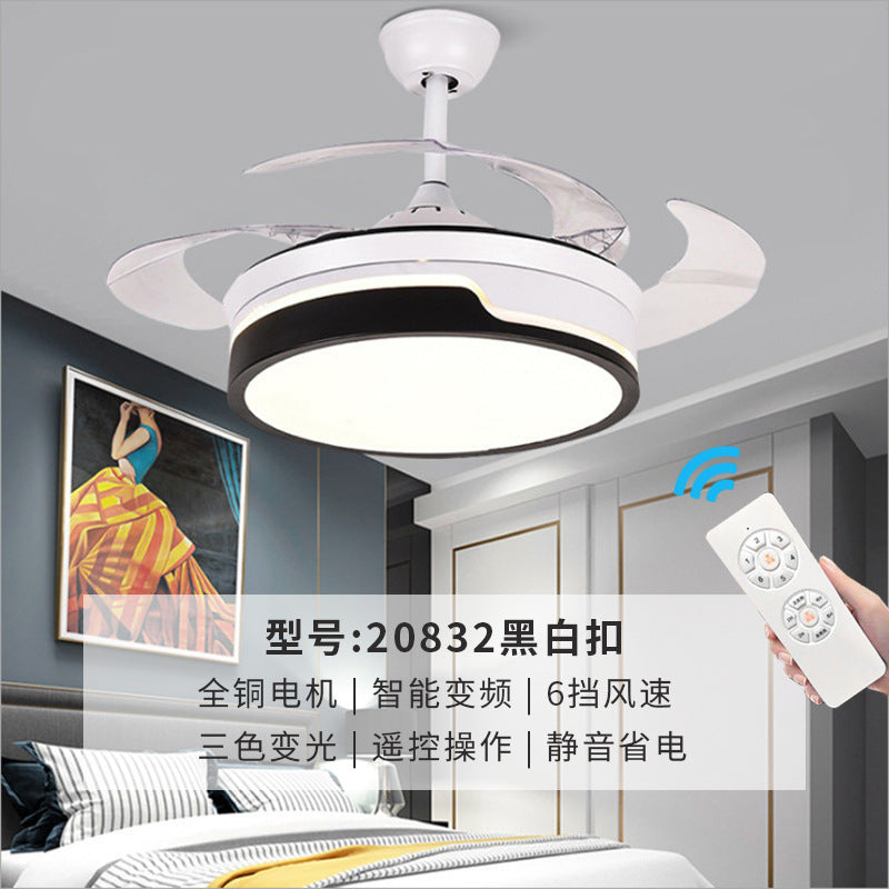 隐形风扇灯客厅餐厅卧室全光谱LED变频吊扇灯中山家装灯饰跨境