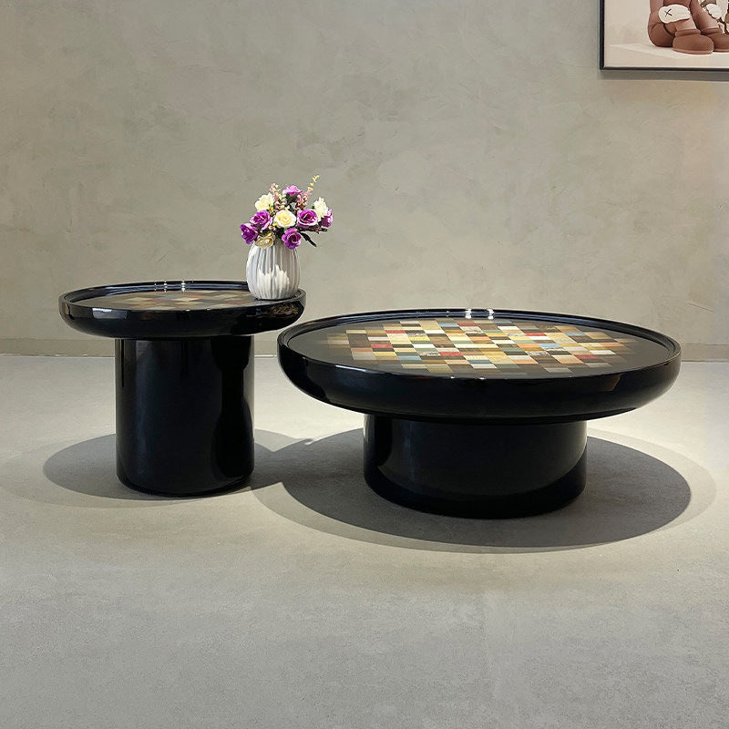 Italian minimalist round coffee table combination black wabi-sabi style living room for home designer creative classy paint coffee table