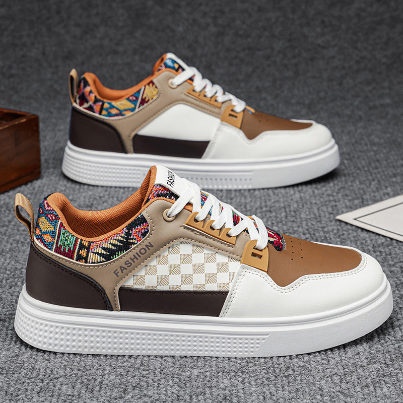Spring ethnic style patchwork breathable casual sneakers men's soft bottom non-sliptrendyretroeasiest for matchlow ankle sneakers men