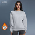 Women's fall/winter oversized crewneck sweatshirt - effortless style, commute-friendly, casual, versatile, warm pullover with fleece lining - d25156