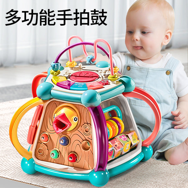 Baby multifunctional nine-hedron hand drum toy puzzle early education baby music drum birthday gift