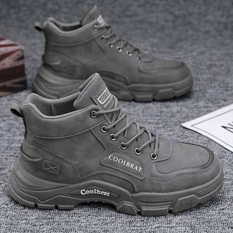 High-top men's boots: 2024 winter new arrivals - workwear style, outdoor hiking, construction site safety, anti-slip, wear-resistant, martin boots