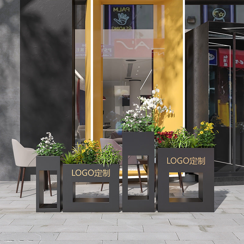 Outdoor wrought iron flower box combination restaurant partition flower stand square outside flower slot flower bed sales department rectangular flower bed