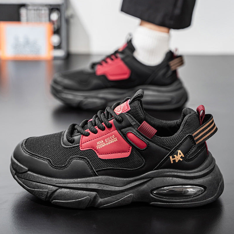 Men's shoes 2026 new spring collection: chunky platform height increasing casual versatile running sneakers, breathable mesh, anti-slip dad shoes