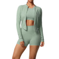 Cloud-soft quick-dry yoga activewear set: high-waisted, slim-fit pocket shorts for outdoor running and fitness