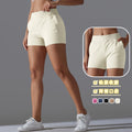 Fashion nude tight flap pocket pants yoga pants tummy control butt lift sports shorts quick-drying breathable running elastic fitness pants