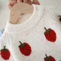 Girls' sweater set : stylish spring/autumn strawberry knit two-piece outfit with tutu skirt