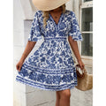 listing: new  women's original elegant v-neck floral print dress