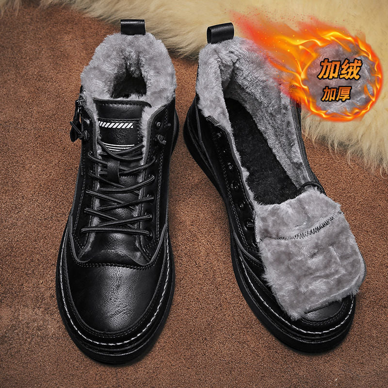 Snow boots men's shoes high-top winterfleece-linedheattechthickenednortheast cotton shoes fur all-in-onewaterproofnon-slip cotton boots