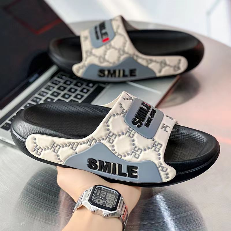 New men's platform slippers - 2024 outdoor beach sandals, athletic one-strap slides, comfortable indoor slippers