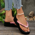 Aliexpress foreign trade plus size 2025 summer pearl thick sole flip flops beach lightweight casual plaid sandals women