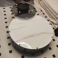 Black rock slab italian minimalist coffee table - modern simple living room home use, small to large round tea table, high-end designer style