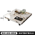 Italian minimalist light luxury high-end rock slab square suspended venetian brown marble living room coffee table