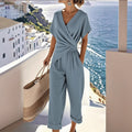 summer new arrivals: women's fashion - european & american style, export quality. stylish, casual, and comfortable criss-cross v-neck short sleeve set