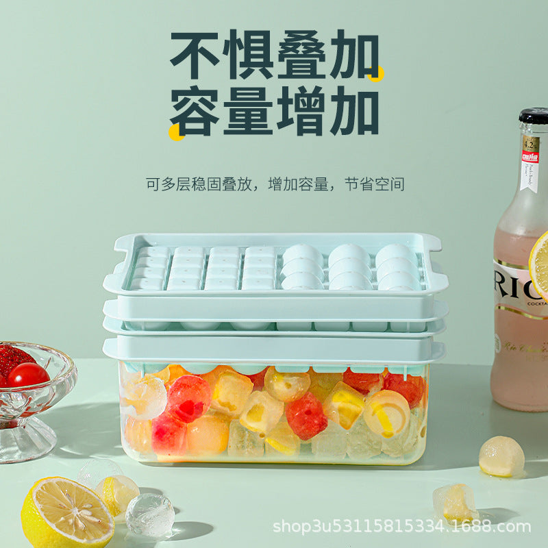 New creative food-grade ice box, household ice grid mold with lid, dormitory ice Hockey ice box wholesale