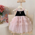 Korean style summer girls'  new fashionable baby girl chic heart mesh dress backless tank dress trendy