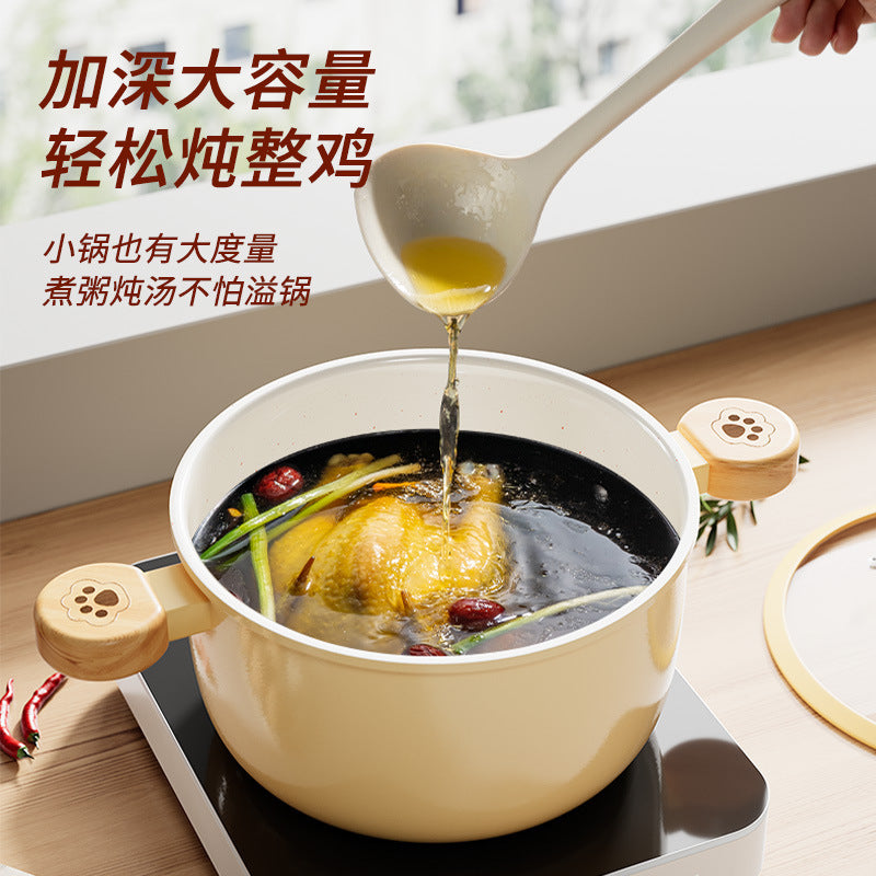 New cat paw ceramic glazed soup pot - multifunctional steamer and cooker combo - universal for home use - compatible with all stovetops - flat bottom non-stick