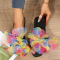 plus sizenew arrival sandals and slippers for women summer one-piece slippers with large flowers casualoutwear beach shoes for women flats slippers