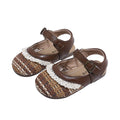 Girls' breathable new children's retro woven sandals summer closed-toe mary jane sandals lace soft sole beige