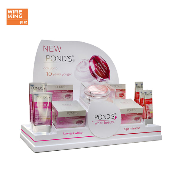 Customized brand skin care products acrylic display rack, desktop cosmetics display rack, face cream moisturizing cream display props