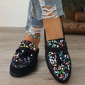Plus size sequin flat slippers for women - soft sole, comfortable slip-on mules, stylish and versatile lazy shoes for outdoor wear