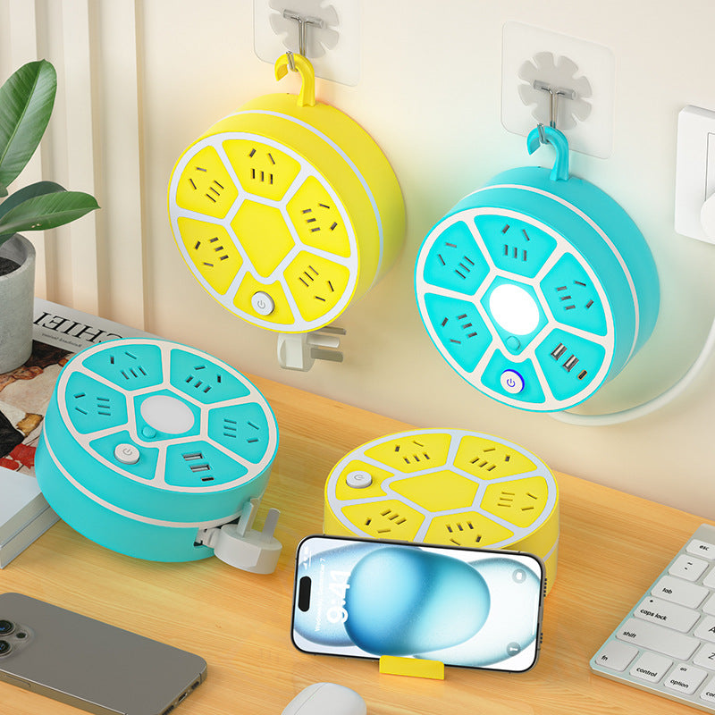 Retractable storage socket multifunctional multi-outlet power strip with usb ports, corded power strip, socket board, student dormitory power strip