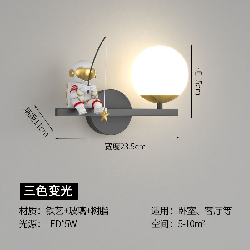 Wall lamp bedroom bedside wall lamp creative casual modern kids room moon astronaut living room popular wall lamp