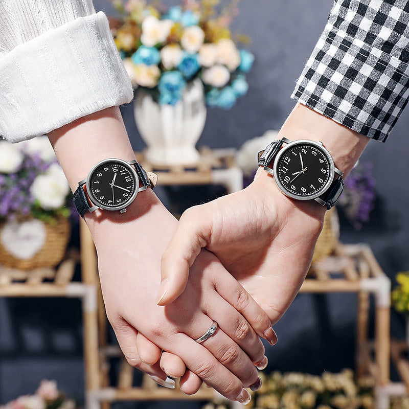 2021 wish cross-border couple's round watch, quartz watch for men and women, student gift, wholesale cross-border hot seller