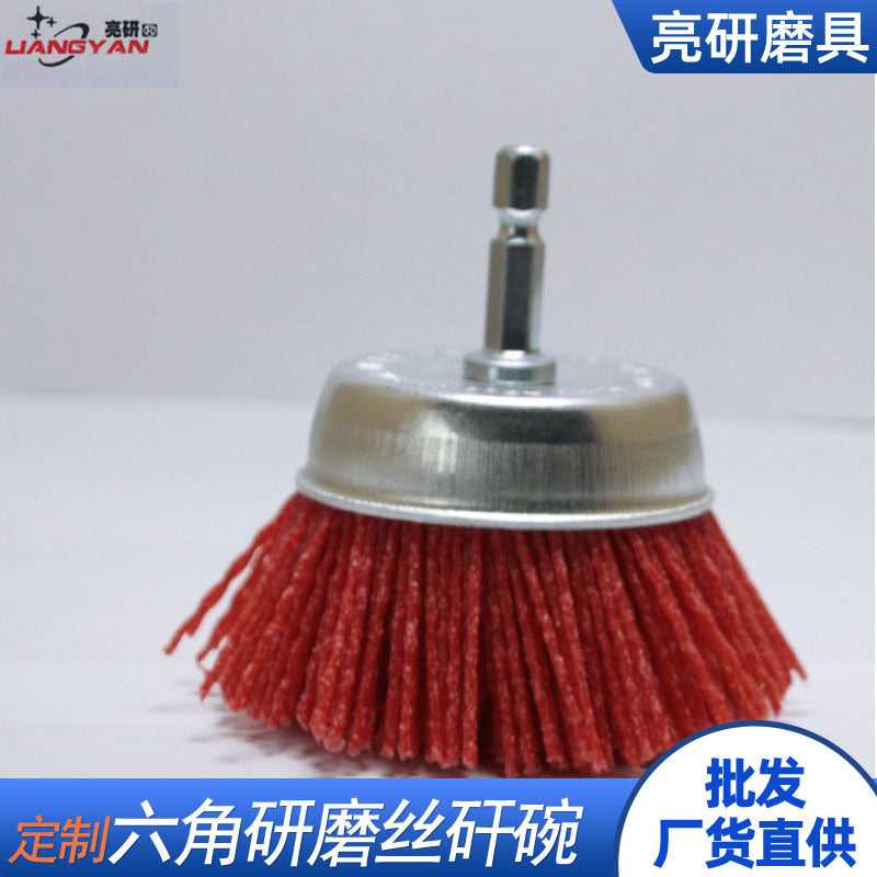 Processing Custom Grinding Wire Wheel Hexagonal Rod Bowl Rod Flat Cliff Cypress Root Carving Grinding and Polishing Abrasive Wire Wheel Polishing Wheel