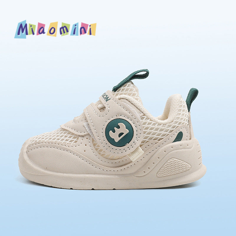 Spring/summer single mesh breathable baby first walker shoes, kids' casual shoes, velcro closure functional shoes, soft sole non-slip, ages 1-3