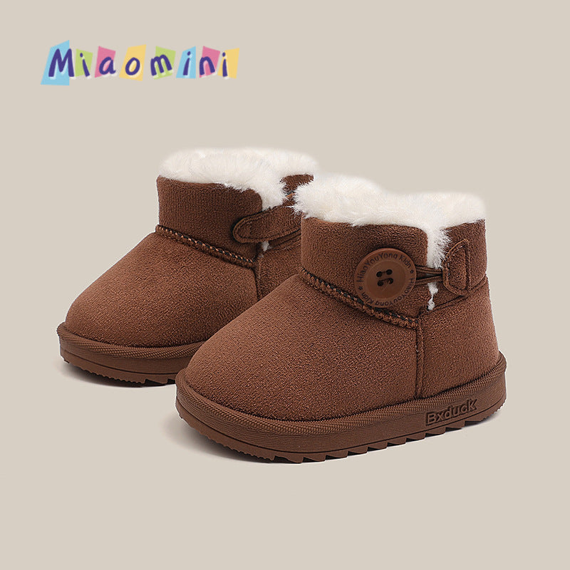 Korean style kids' snow boots - warm, fleece-lined, soft sole, non-slip cotton shoes for boys and girls, toddler shoes for ages 1-6