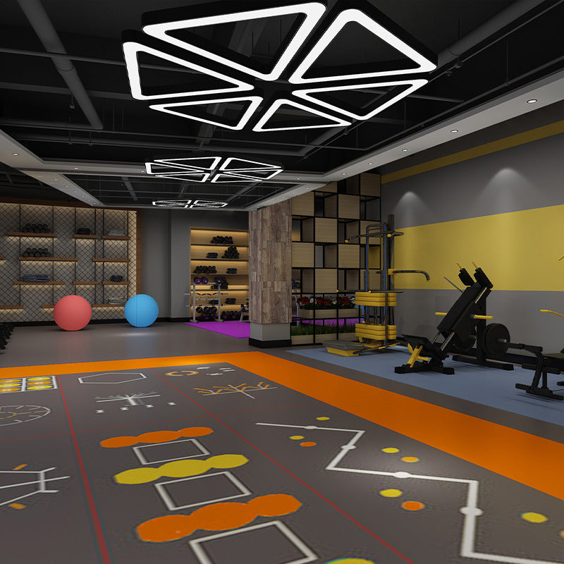 Triangle chandelier LED modeling light creative office gym light Internet cafe shopping mall supermarket industrial wind lamp