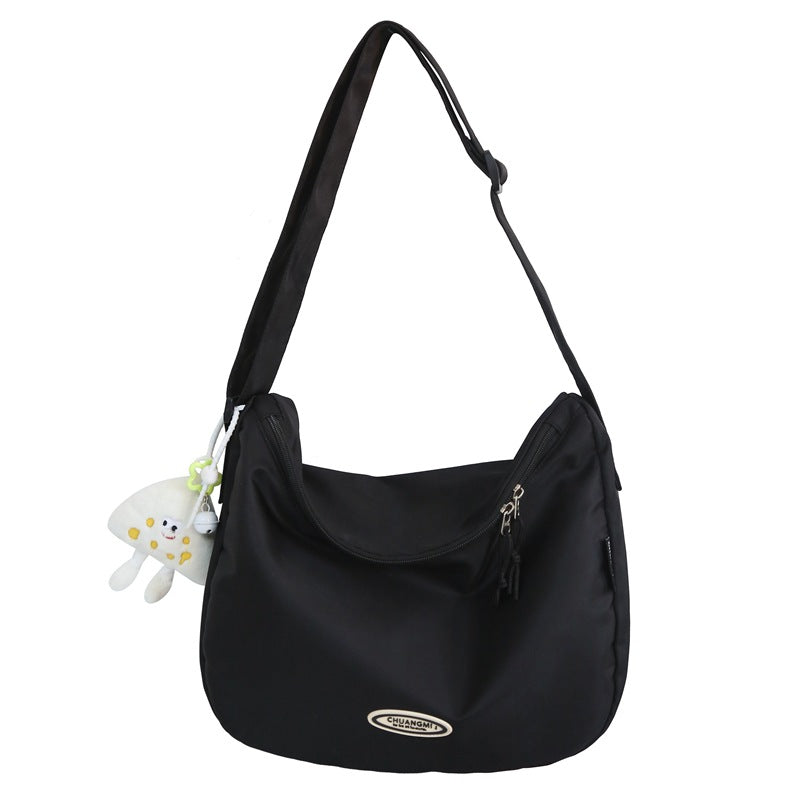 Foreign single nylon cloth bag women's large capacity 2025 new summer versatile shoulder messenger bag casual commuter dumpling bag