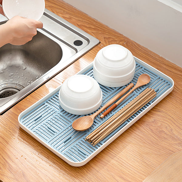 Household rectangular plastic double-layer drain tea tray dry brewing Japanese kitchen creative fruit water cup tea set tray