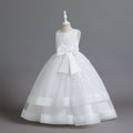 Ready-to-ship wholesale children's polka dot formal dresses, featuring large bow princess skirts for girls, high-end flower girl dresses, and kids' dresses