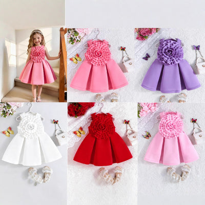 hot-selling girls' summer sleeveless princess dress with oversized floral ruffle detail (european & american style)
