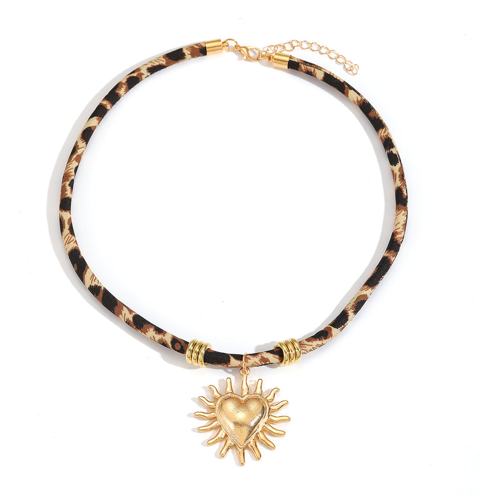 Women's necklace wholesale fashion cross-border high-end love sun smiley face pendant stylish coconut tree leopard print clavicle chain