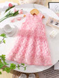 Girls' (toddler) dress, 3d rose embellished elegant party dress