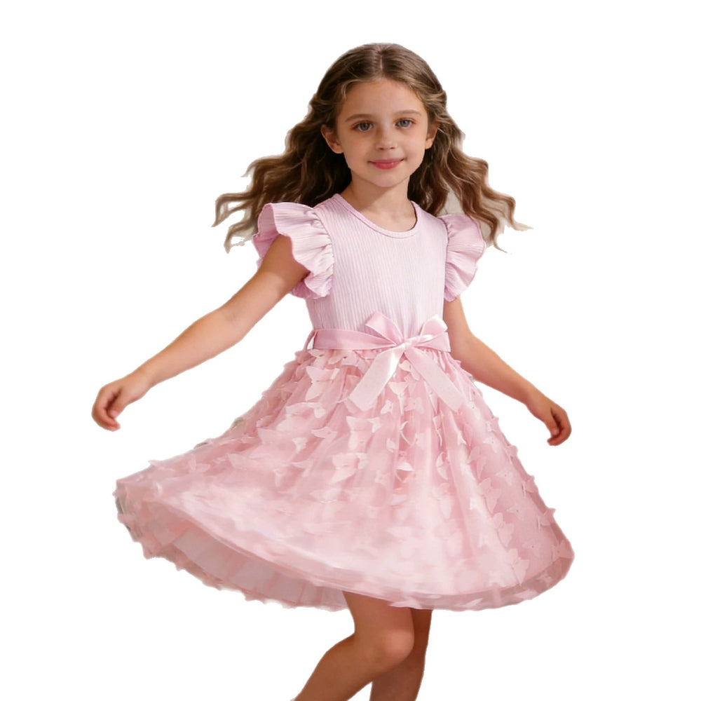 summer korean style girls' short-sleeve lace floral dress - trendy korean kids' formal dress