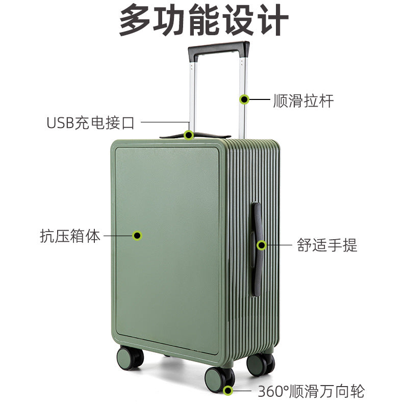 Small business mini lightweight small suitcase travel pc front open cover universal wheel silent 20 inch suitcase
