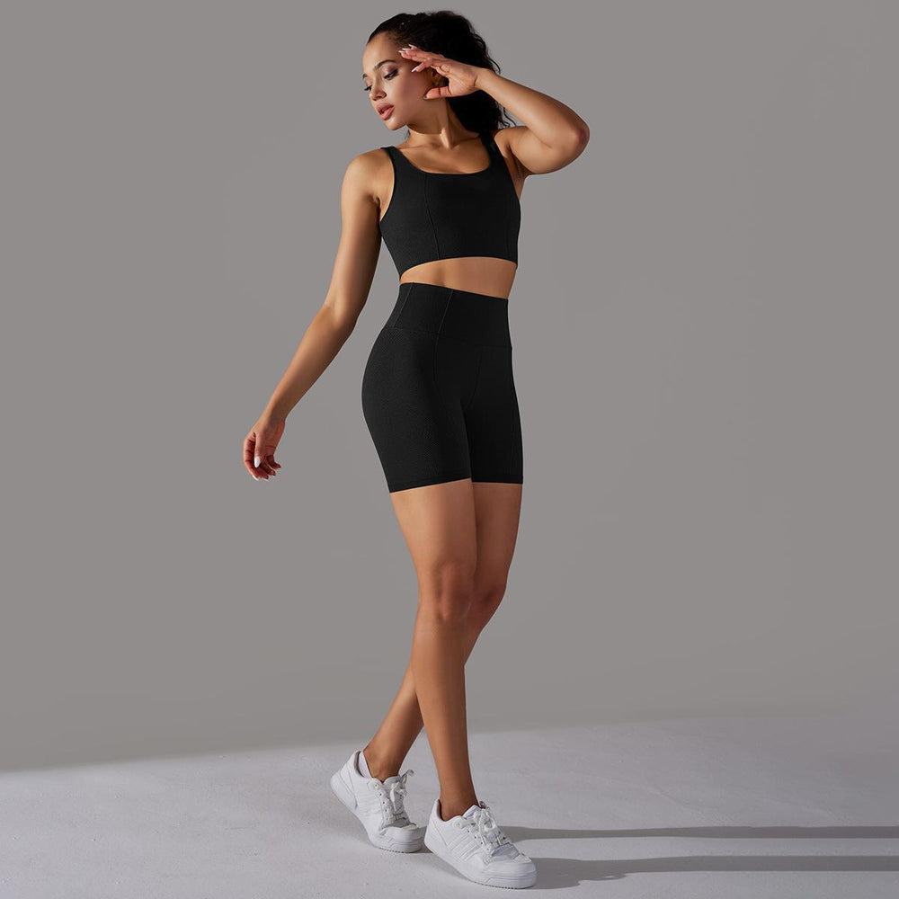 new arrival seamless jacquard knitting yoga wear breathable tight sports suit high waist hip lifting running fitness wear