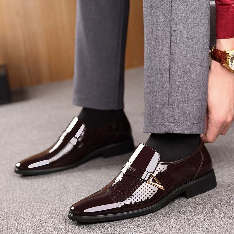 New arrival business formal leather shoes men's casual wedding groom british heightening summer breathable youth pointed toe men's shoes