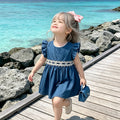 Kids' princess dress  new style baby girl dress denim vest dress chic girls' pleated skirt summer